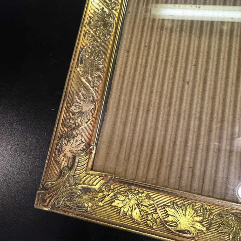 Vtg 8x10 Floral Pierced Brass Picture Photo Frame Ornate Gold Metal Hollywood